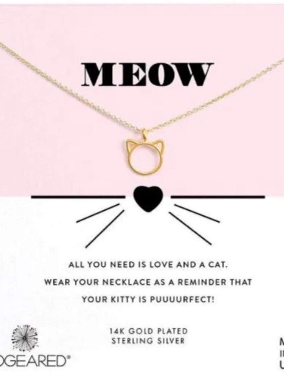 Dogeared Gold Dipped Meow Necklace